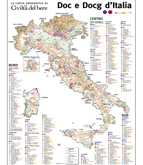 La carta enografica d'Italia